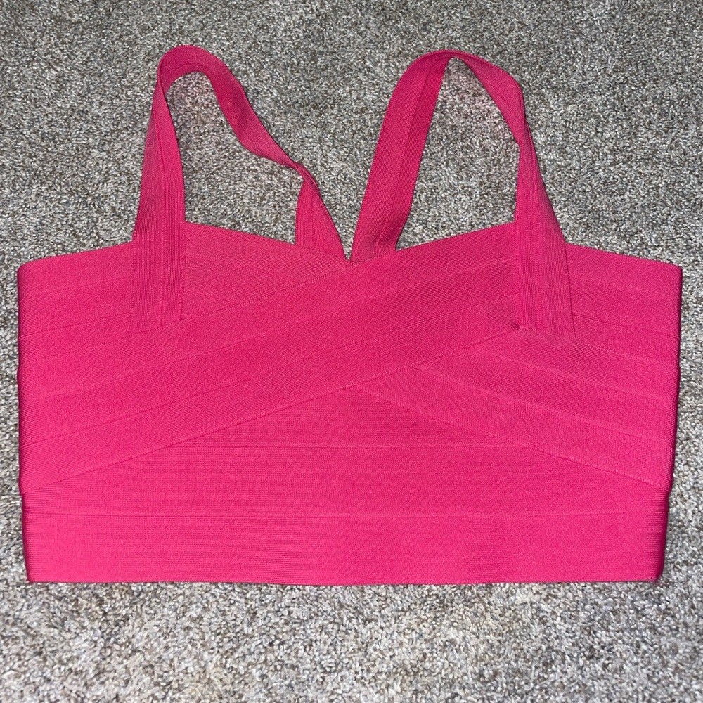 pink cropped bandaid style top (OBO accepted)
